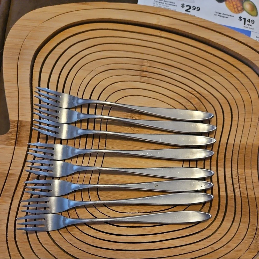 Towle Silver Exeter Seafood Cocktail Fork 733854 Stainless Japan Lot of 7